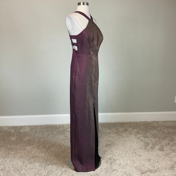Aidan Mattox Women's Formal Dress Size 6 Purple Sleeveless Cut Out Column Gown - Picture 4 of 12